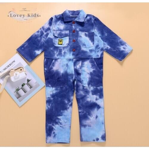 Toddler Baby Girl Rompers 2020 Autumn Fashion Long Sleeve Tie Dye Lapel Jumpsuit Playsuit Safari Style Fall Clothes