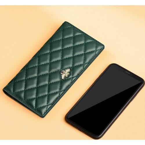 Womens fashion long wallet high grade brand sheepskin card seat leisure lady exquisite card bag