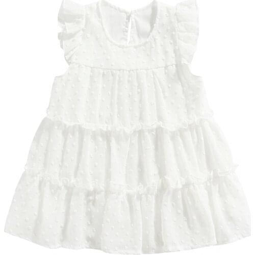 2-7Y Summer Kid Girls Dress White Lace Ruffles A line Dresses For Girls Clothing Costumes