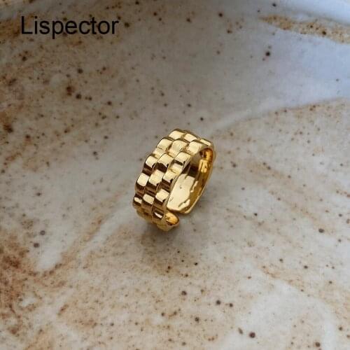 Lispector 925 Sterling Silver Korean Three Layer Strap Chain Gear Rings for Women Temperament Line Rings Jewelry Couple Gifts