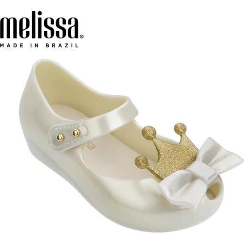 Mini Melissa Ultragirl 2020 Original Girl Jelly Sandals Crown Kids Sandals Children Beach Shoes Non-slip Melissa Toddler 13-18CM