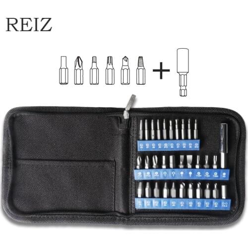 REIZ 32 Pcs Screwdriver Bits Set Screw Extractor Kits Damaged Bolt Remover Broken Nut Disassemble ManualElectric Drilling Tool
