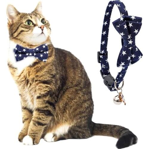 New Cats Bells Collars Adjustable Cats Bowknot Collars Anti-Lost Collar For Pet Kitten Puppy Chihuahua Teddy Cat Accessories
