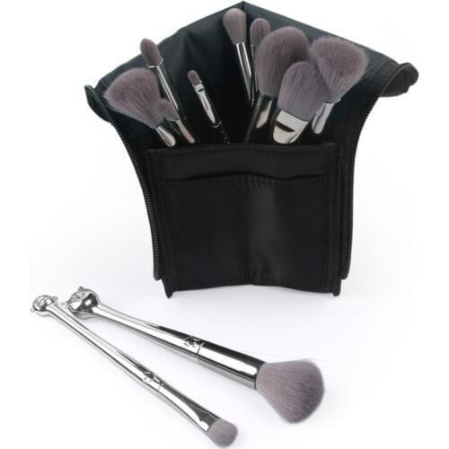 Professianal soft synthetic hair big fan brush 12pcs makeup brushes set cosmetic brushes kits with bag