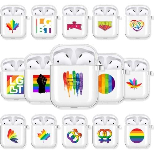 Love Wins Heart Rainbow Transparent Airpods Case for Airpods 2/1 Cover Lesbian LGBT Gay Pride Soft TPU Case Coque Funda Capa