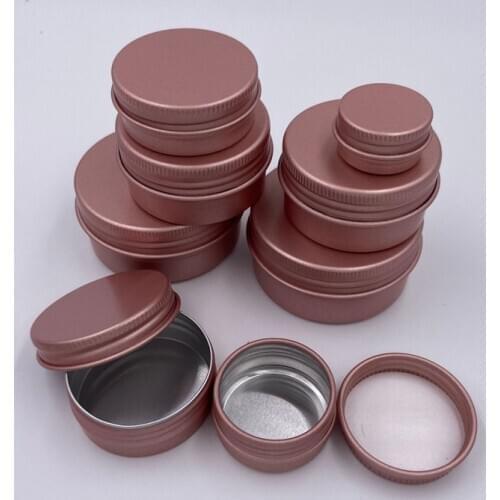 50pcs/lot 5g 10g 30g 50g 60g Empty Aluminum Jar Make Up Metal Cream Jar Rose Gold Aluminum Tin Cosmetic Container Eyecream Pot