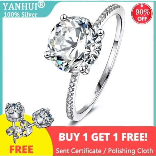 Sale at a loss! With Certificate Allergy Free Original 925 Silver 3 Carat Solitaire Ring Never Fade Wedding Bands For Women R316