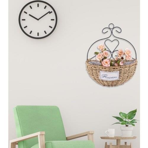 Plants Pot Hanging Handmade Straw Fine Workmanship Flower Basket For Home Living Room Wall Decoration Garden Supplies