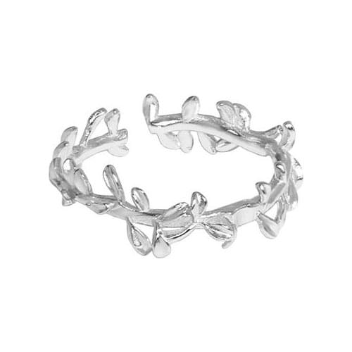 925 Sterling Silver Designer Adjustable Rings Gift For Women Gold Plant Shape Geometric Minimalist Ring 2021 Trend Jewellery