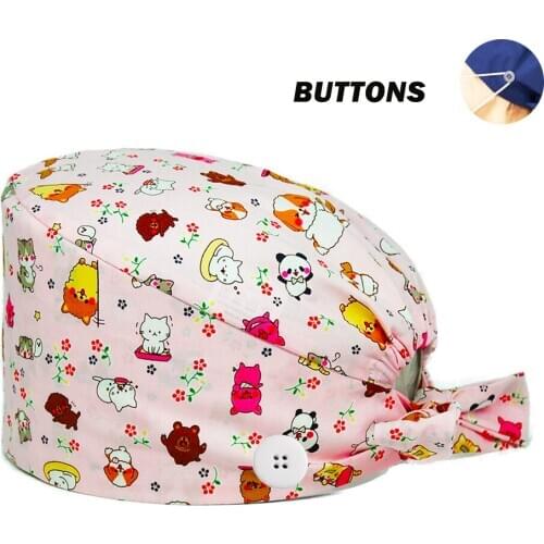 Unisex Scrub cap Anime Printing Protect Hair Beauty Salon Pet Shop Laboratory Working Nursing Caps Women and Men Work Scrubs hat