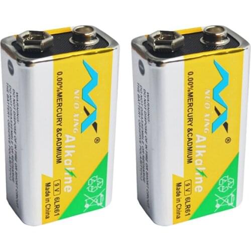 2Pcs 9V 6F22 PPP3 6LR61 MN1604 Alkaline Battery High Performance For MP3 Walkman Wireless Doorbell Headset