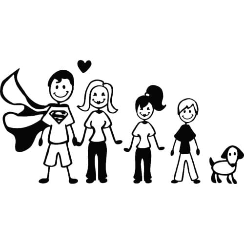 Funny Cartoons Happy Family Car Sticker Automobiles Exterior Accessories Vinyl Decals for Window Dool Vw Bmw Audi