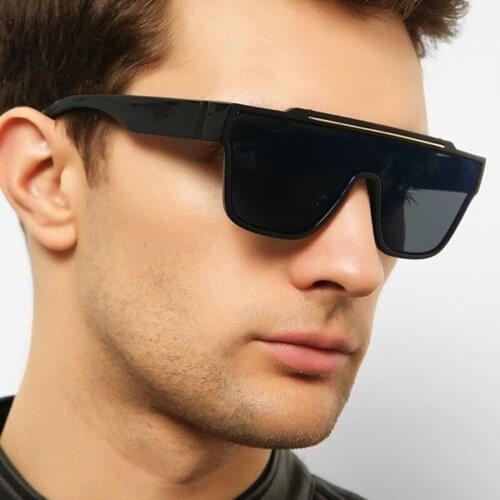 2020 Black Brown Vintage Sunglasses Men Women Brand Designer Unisex Flip Up Square Steampunk Men Sun Glasses Male Shades Cool