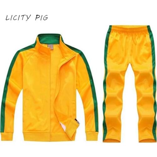 LICITY PIG sweatsuits tracksuit men team track suit zip track jacket sweatpants joggers men tracksuits sport suits jogging set