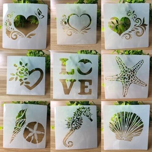 9pc/set Stencil supplies for painting accessories Templates Student Openwork Template Embossing For Scrapbooking