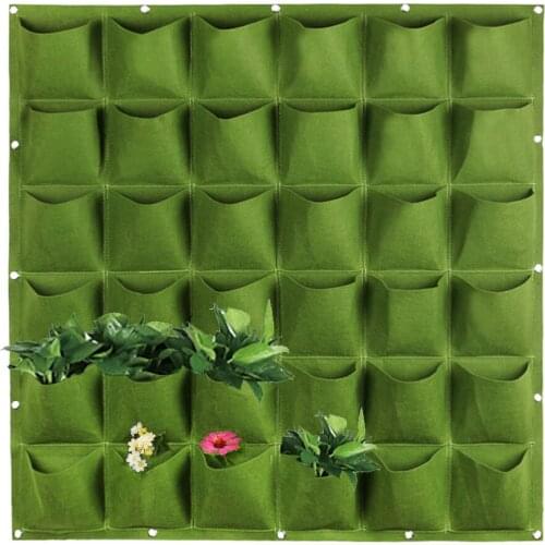 36 Pockets Vertical Wall-mounted Planting Bags Non-woven Fabrics Hanging Pots Vegetable Bonsai Flower Plant Pot Garden Supply