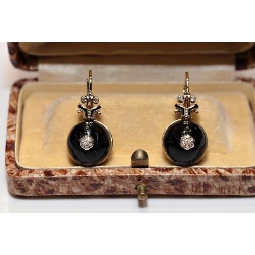 VICTORIAN STYLE NEW MADE 14K GOLD NATURAL DIAMOND DECORATED SURPRISE EARRING