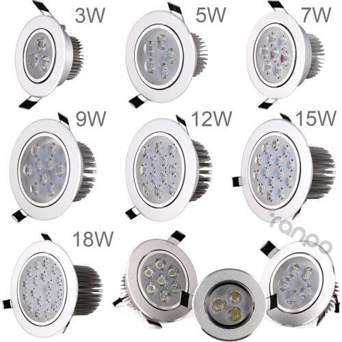 3W 5W 7W 9W 12W 15W 18W LED Recessed Ceiling Down Light White Lamp AC 220V 110V Downlight Spotlight for Home Living Room Hotel