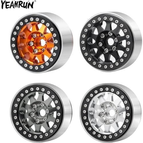 YEAHRUN 1/2/4 Pcs Metal Alloy Beadlock Wheel Rim 1.9inch Wheel Hub For 1/10 Axial SCX10 90046 TRX4 D90 RC Crawler Car Parts