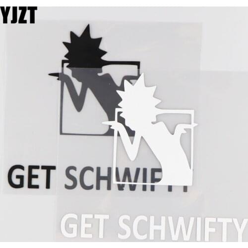 YJZT 15.3CM*13.8CM Get Schwifty Car Decals Fashion Car Body Simple Words Stickers Accessories Black/Silver 4A-0119