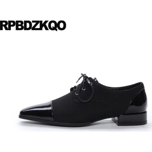 Chinese lace up pointed toe spring autumn black ladies low heel china genuine leather fashion designer shoes women luxury 2019