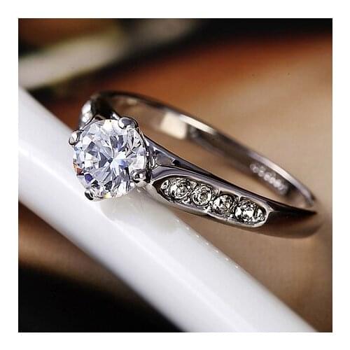 High Quality 2020 Engagement Rings Stones Cubic Zirconia Clear Crystals Silver Color Women Gift Ladies Jewelry Dropshipping