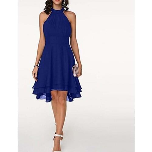 Summer Halter Dress Women Sexy High Waist Sexy Double Layer Irregular Hem Female Dress Banquet Wedding Party 2021 Vestidos 5 XL