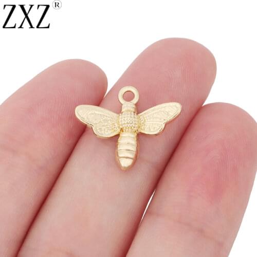 ZXZ 20pcs Gold Tone Bumble Bee Honeybee Insect Charms Pendants Beads for Bracelet Necklace Jewelry Making Accessories 20x16mm