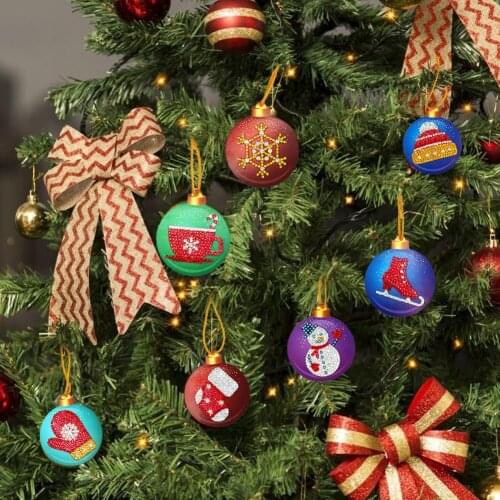 10pcs DIY Diamond Painting Christmas Tree Pendant Full Drills Special Shape Diamond Embroidery Christmas Decorations for Home