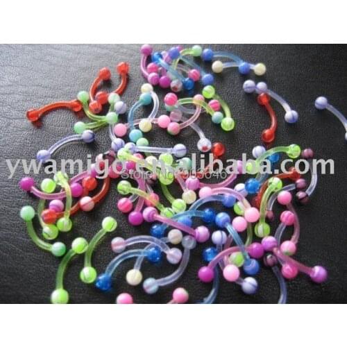 100pcs Colorful Body piercing Jewelry Eyebrow bar piercing 16g Free Shippment