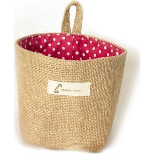2 Pieces Living Room Storage Sack Cloth bags Hanging Grocery cloth flowerpot Housing Basket