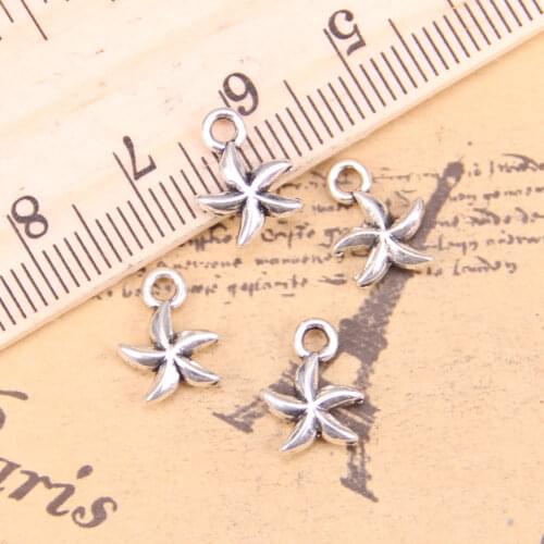 48pcs Charms double sided lovely starfish star 11x8mm Antique Pendants,Vintage Tibetan Silver Jewelry,DIY for bracelet necklace