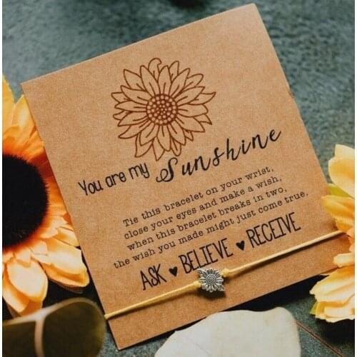 2021 Wholesale Summer New Card Bracelet European and American Personality Alloy Sunflower Wax Wire Braided Bracelet