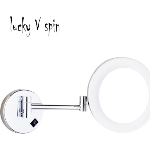 3X Bathroom Mirror Wall Mounted 8 inch Brass Magnifying LED Mirror Folding One Face Makeup Cosmetic Mirror Lady Gift