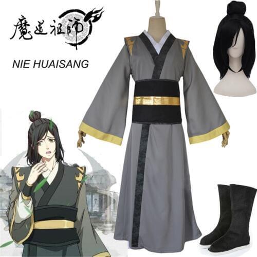 Anime Mo Dao Zu Shi Cosplay NIE HUAISANG Young Grandmaster of Demonic Cultivation Costume Men Anime Adult Wig Chinese Fan