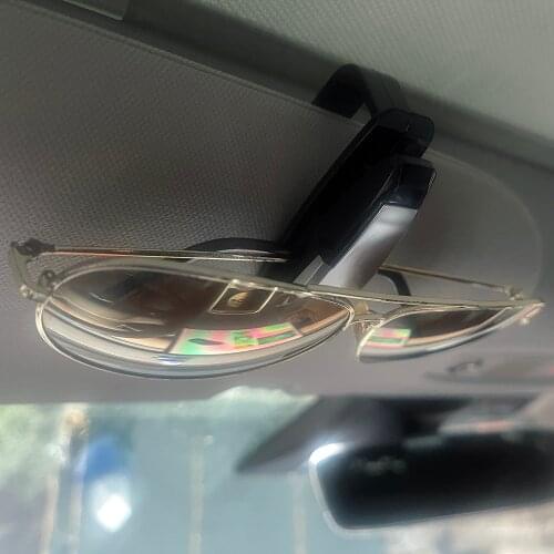 Fashional 4 colors S-shaped Sunglasses Eyeglasses Car Auto Sun Visor Glasses Sunglasses Card Ticket Holder Pen Clip HQ