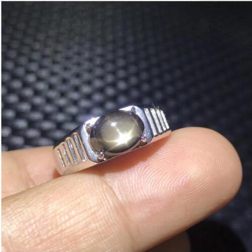 Free shipping Natural Star Sapphire Man Ring 925 sterling silver Wholesales Fine jewelry Natural Sapphire Man Ring 7*9mm