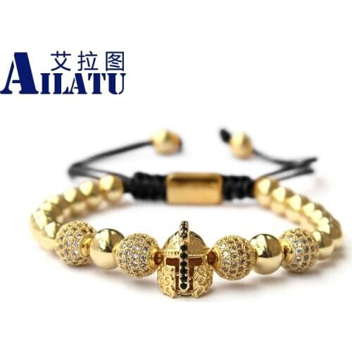 Luxury Skull Inlaid Zircon Rope Handmade Woven Helmet Bracelets Accessories Adjustable Size Jewelry Free Shipping