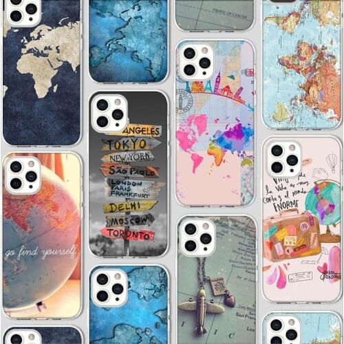 Map Wanderlust Funda Case for Iphone 12 Case for IPhone 12 11 Pro XR 7 X XS Max Mini 8 6 6S Plus 5 5S SE 2020 Silicone Coque TPU