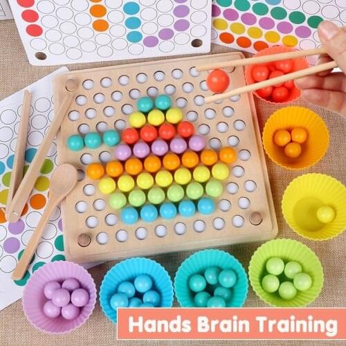 Wooden Montessori Kids Toys Hands Brain Training Clip Beads Puzzle Board Math Game Baby Early Educational Toy for Children