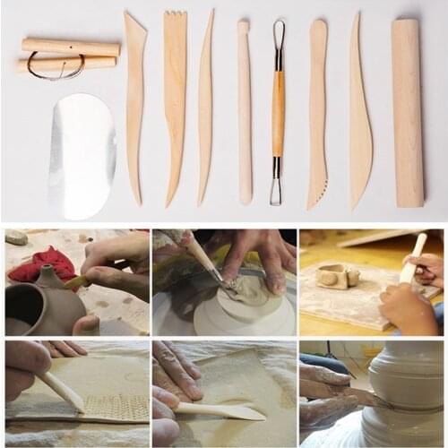 Childrens pottery tools 10pcs set of hand-made ultra-light clay DIY wooden clay sculpture texture tool cutting mud tool