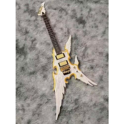 Electric guitar 6 strings, carved Angel guitar, matte white, free shipping