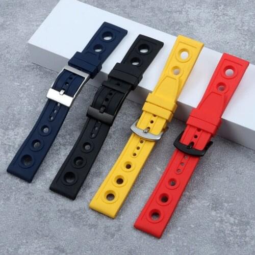 Luxury Brand Quality nature Rubber Watch Strap band 22 mm black red Watchband Bracelet For navitimer/avenger/Breitling bird belt