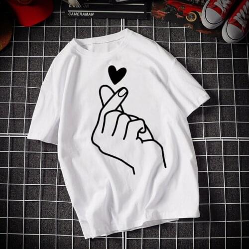 Graphic tees tops Gesture of love tshirts women funny t shirt O-neck T-shirt Vintage Ullzang Mujer_T-Shirt