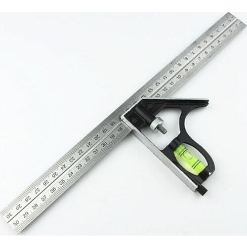 DIY Precise Stainless Steel Measuring Tools Aluminium Combination Mobile Square Workshop Hardware Angle Spirit Level 12"(300mm)