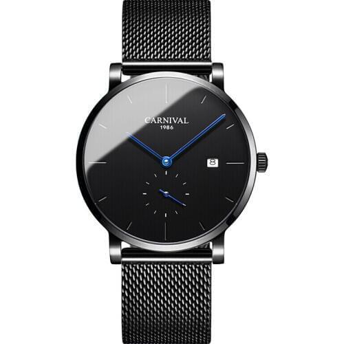 Carnival Mens Classic Business Fashion Single Calendar Automatic Mechanical Wrist Watches With Seperate Second Dial