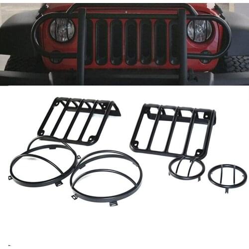 Lamp Hoods For Jeep Wrangler JK 2007-2017 Car Headlight Rear Tail Lamp Signal Light Guard Cover For Jeep Wrangler JK