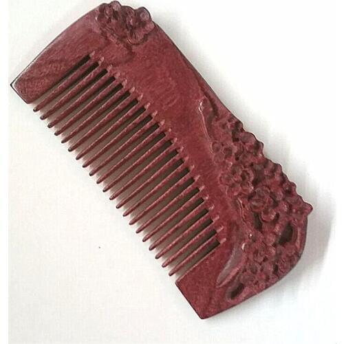 MC Natural Violet Wood Exquisite Carved Flower Thick Wooden Comb Hair Massage No Static Portable Wood Comb Hair Brush