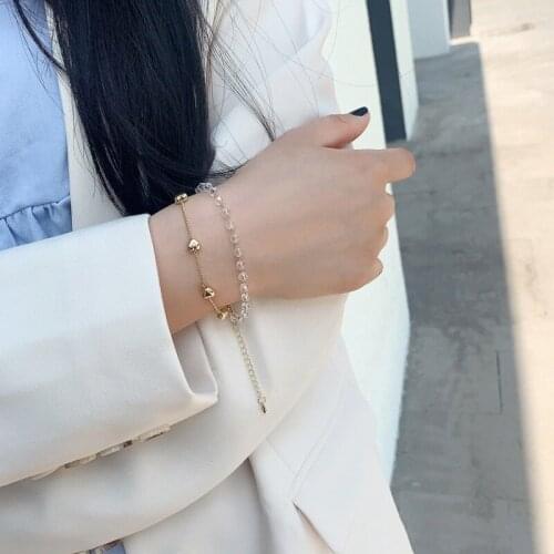 Metal Love 2 Layer Crystal Chain Gold Color Womens Male Chain Crystal Couple Bracelet for Men Femmo on Hands Jewelry Gift