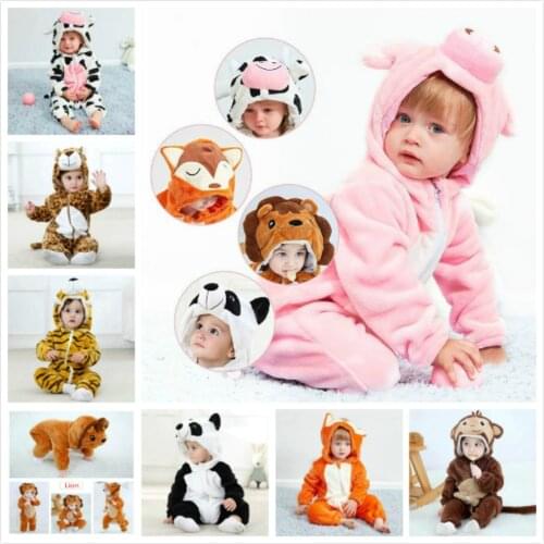 Cute Cartoon Baby Rompers Newborn Rabbit Panda Kids Pajamas Cotton Boys Clothes Baby Girl Animal Costume Jumpsuit Hoodie Outfits